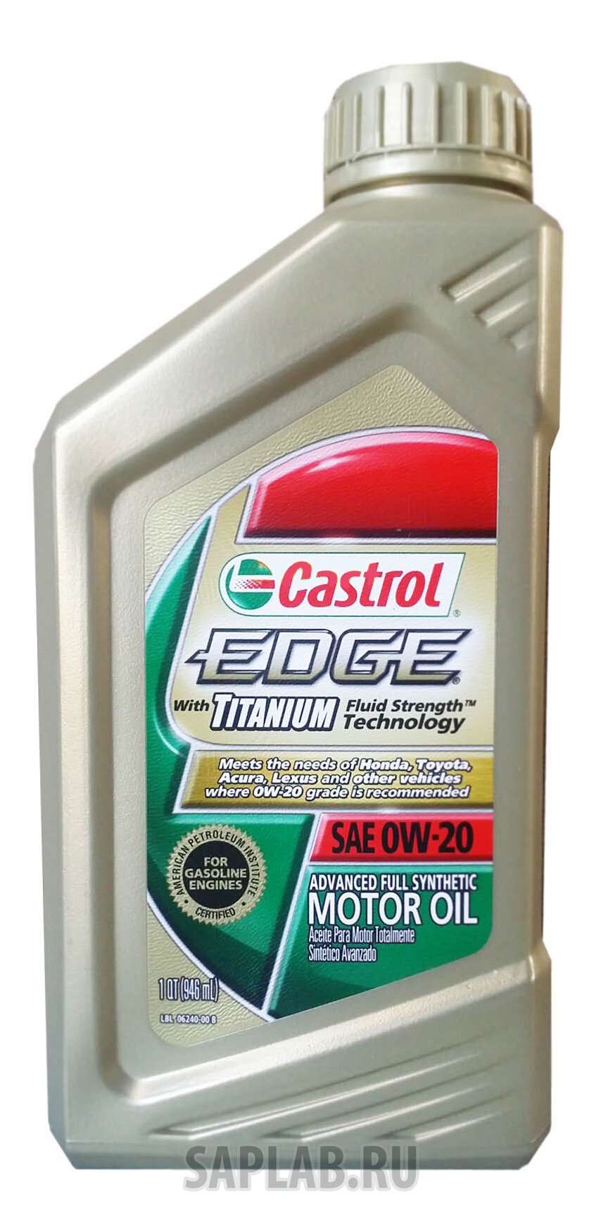 Купить CASTROL 79191262405 Моторное масло Castrol Edge With Titanium Fluid Strength Technology 0W-20 0,946л