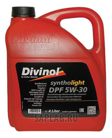 Купить DIVINOL 49180K004 Моторное масло Divinol Syntholight DPF 5W-30 4л