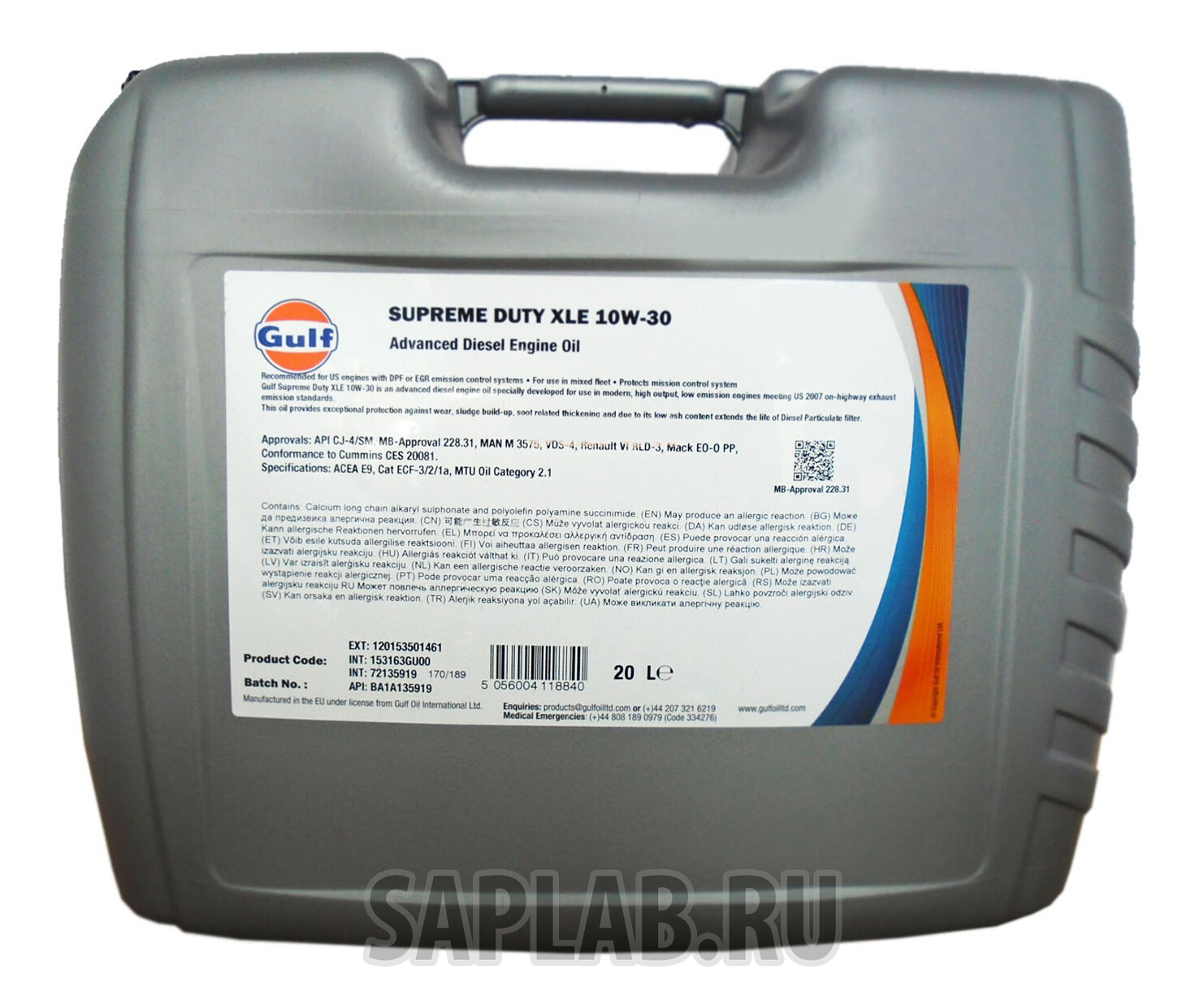 Купить GULF 120153501461 Моторное масло Gulf Supreme Duty XLE 10W-30 20л