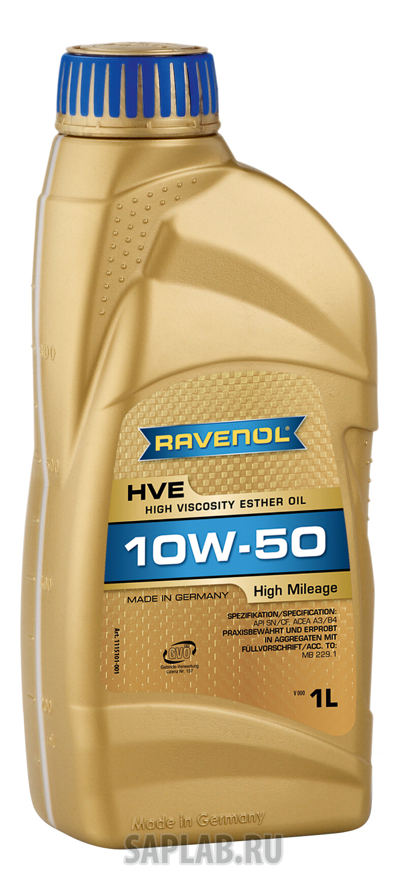 Купить RAVENOL 4014835802940 Моторное масло Ravenol HVE High Viscosity Ester Oil SAE 10W-50 1л