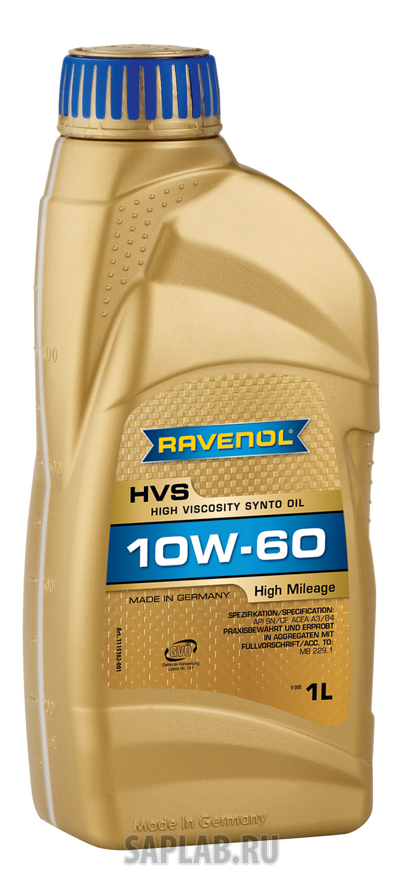 Купить RAVENOL 4014835802971 Моторное масло Ravenol HVS High Viscosity Synto Oil SAE 10W-60 1л