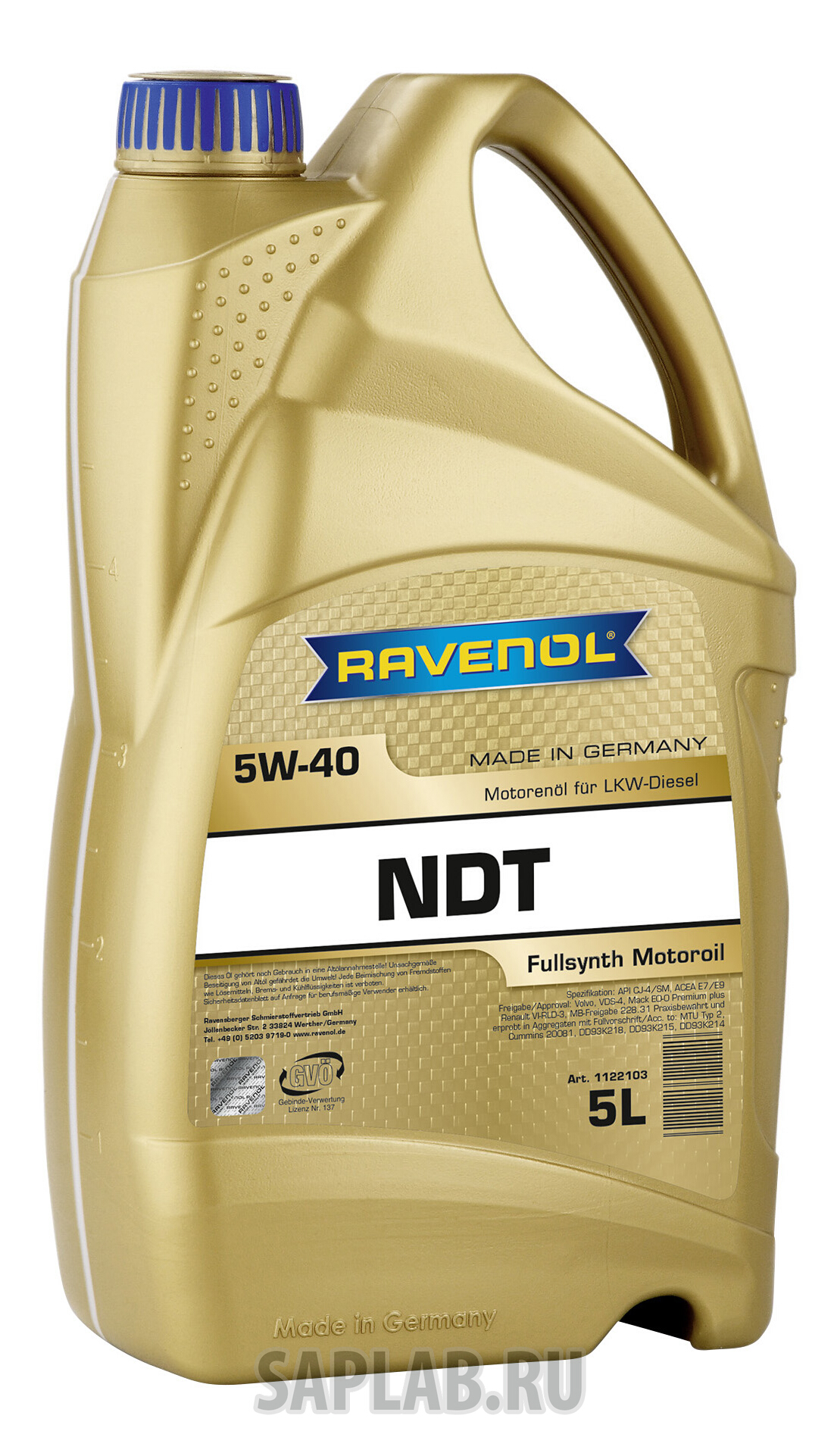 Купить RAVENOL 4014835839687 Моторное масло Ravenol NDT SAE 5W-40 5л