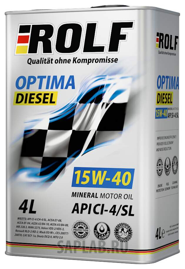 Купить ROLF 322239 Моторное масло Rolf Optima Diesel API CI-4/SL 15W-40 4л
