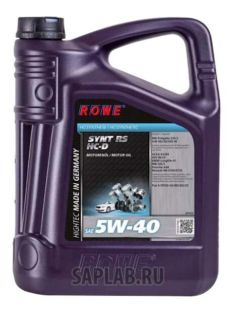 Купить ROWE 20163005003 ROWE Hightec Synt RS HC-D 5W-40 5л