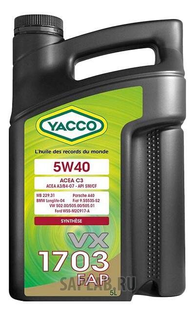 Купить YACCO 301922 Моторное масло Yacco VX 1703 FAP 5W-40 5л