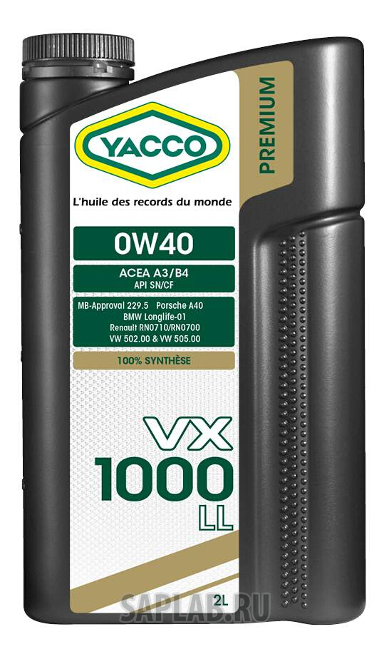 Купить YACCO 306224 Моторное масло Yacco VX 1000 LL SN CF 0W-40 2л