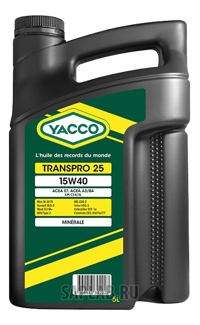 Купить YACCO 330222 Моторное масло Yacco Transpro 25 CI-4/SL 15W-40 5л
