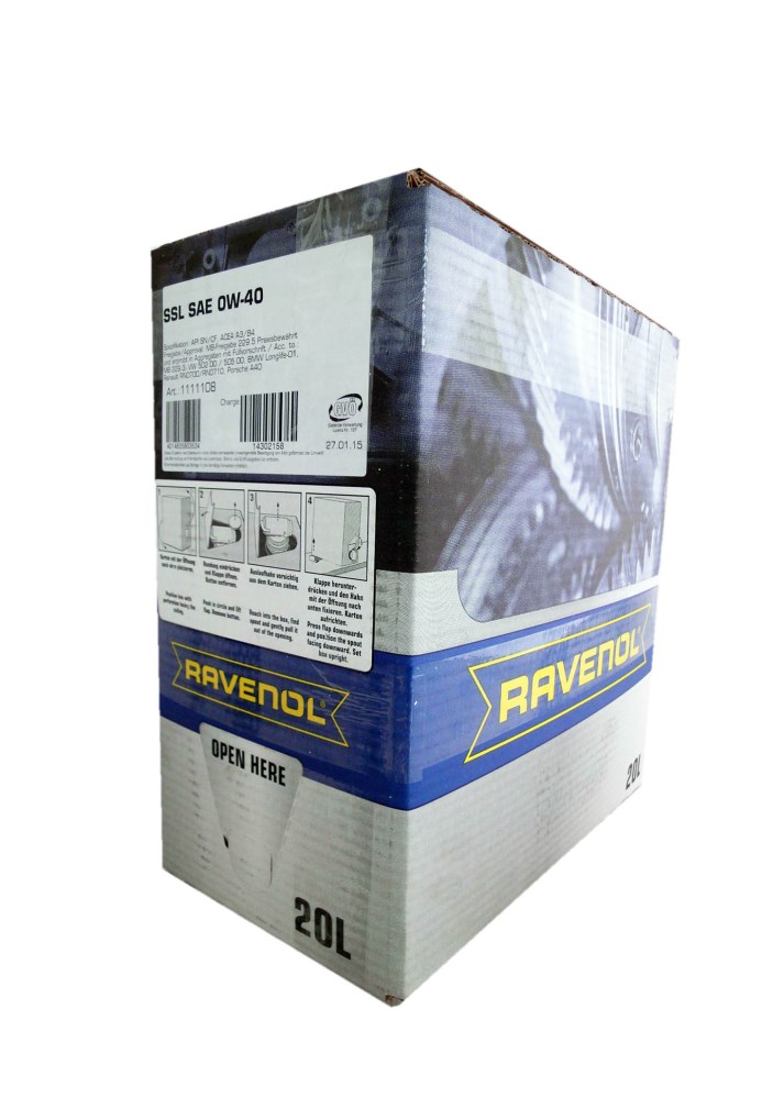 Купить RAVENOL 4014835803534 Моторное масло Ravenol Super Synthetik Oel SSL SAE 0W-40 20л ecobox