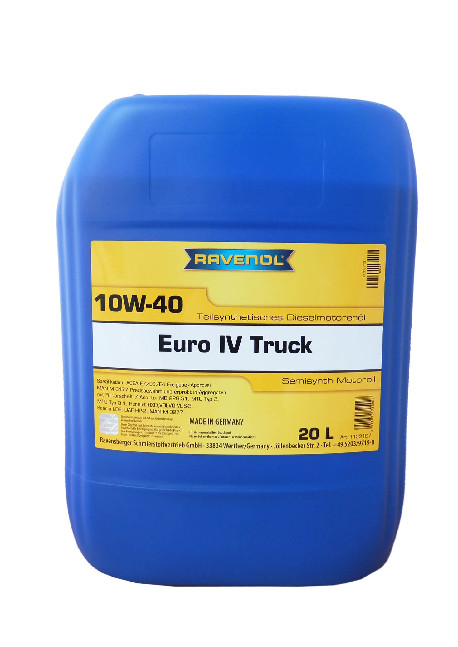 Купить RAVENOL 4014835725928 Моторное масло Ravenol EURO IV Truck SAE 10W-40 20л