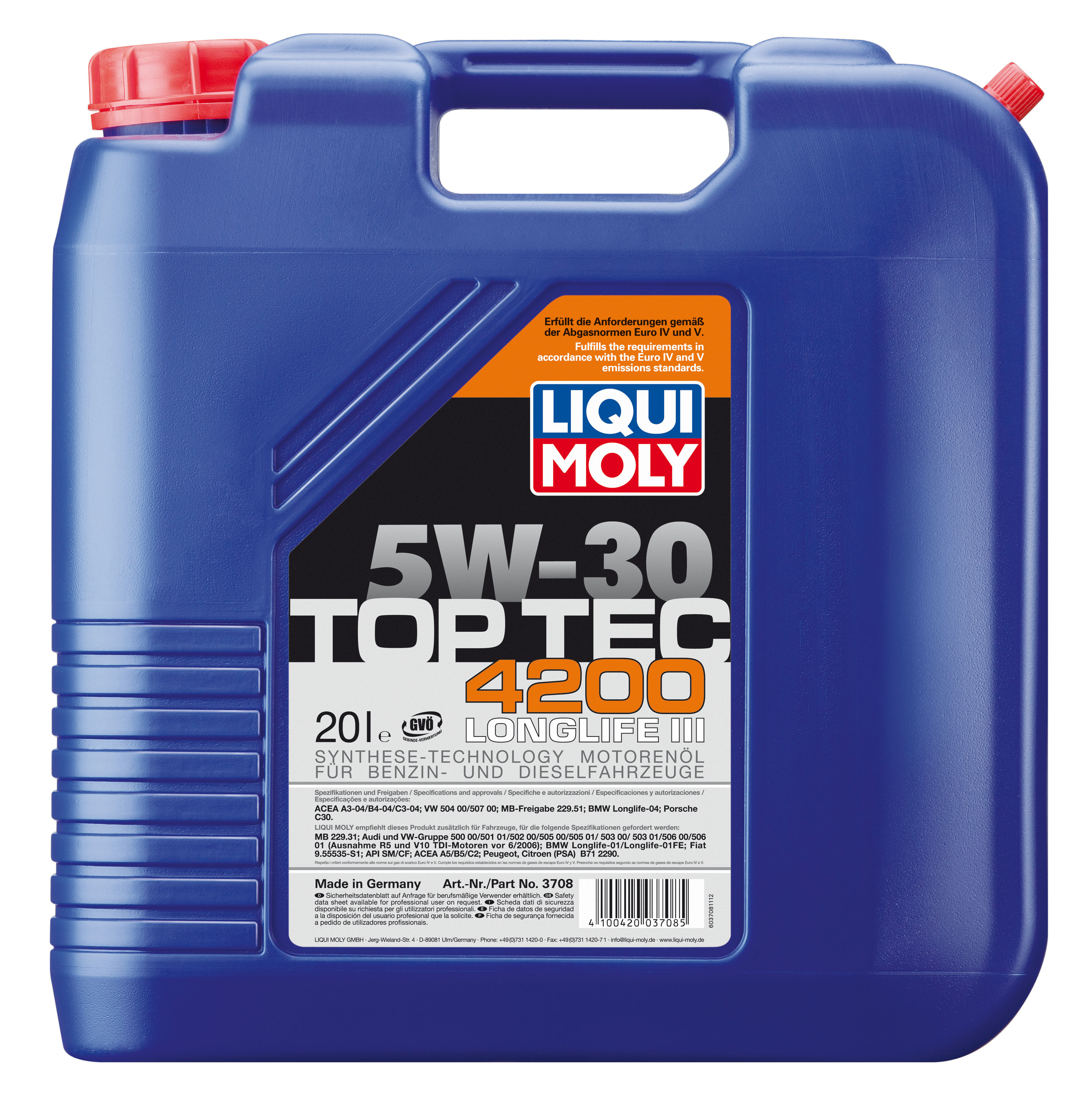 Купить LIQUI MOLY 3708 Моторное масло Liqui moly Top Tec 4200 5W-30 20л