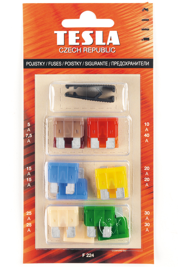 Купить Tesla F224 Предохранители ATO с пинцетом, комплект 12 шт.