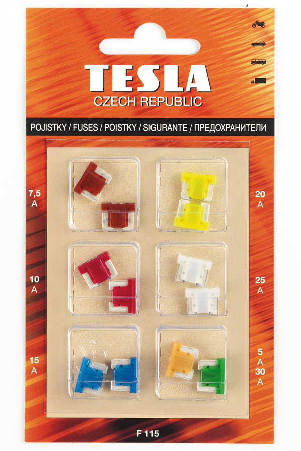 Купить Tesla F115 Предохранители LOW Profile MINI, комплект 12шт.