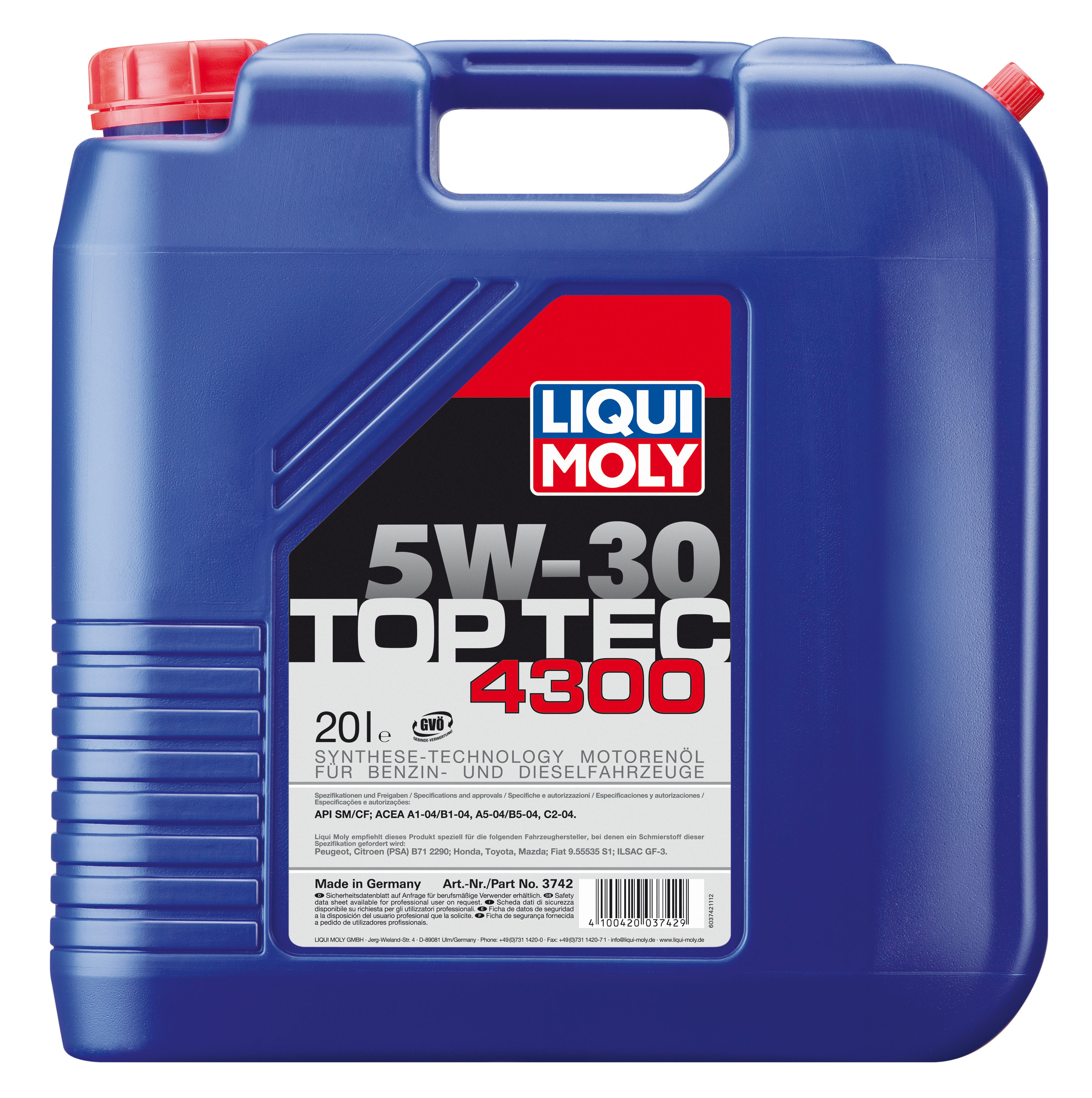 Купить LIQUI MOLY 3742 Моторное масло Liqui moly Top tec 4300 5W-30 20л