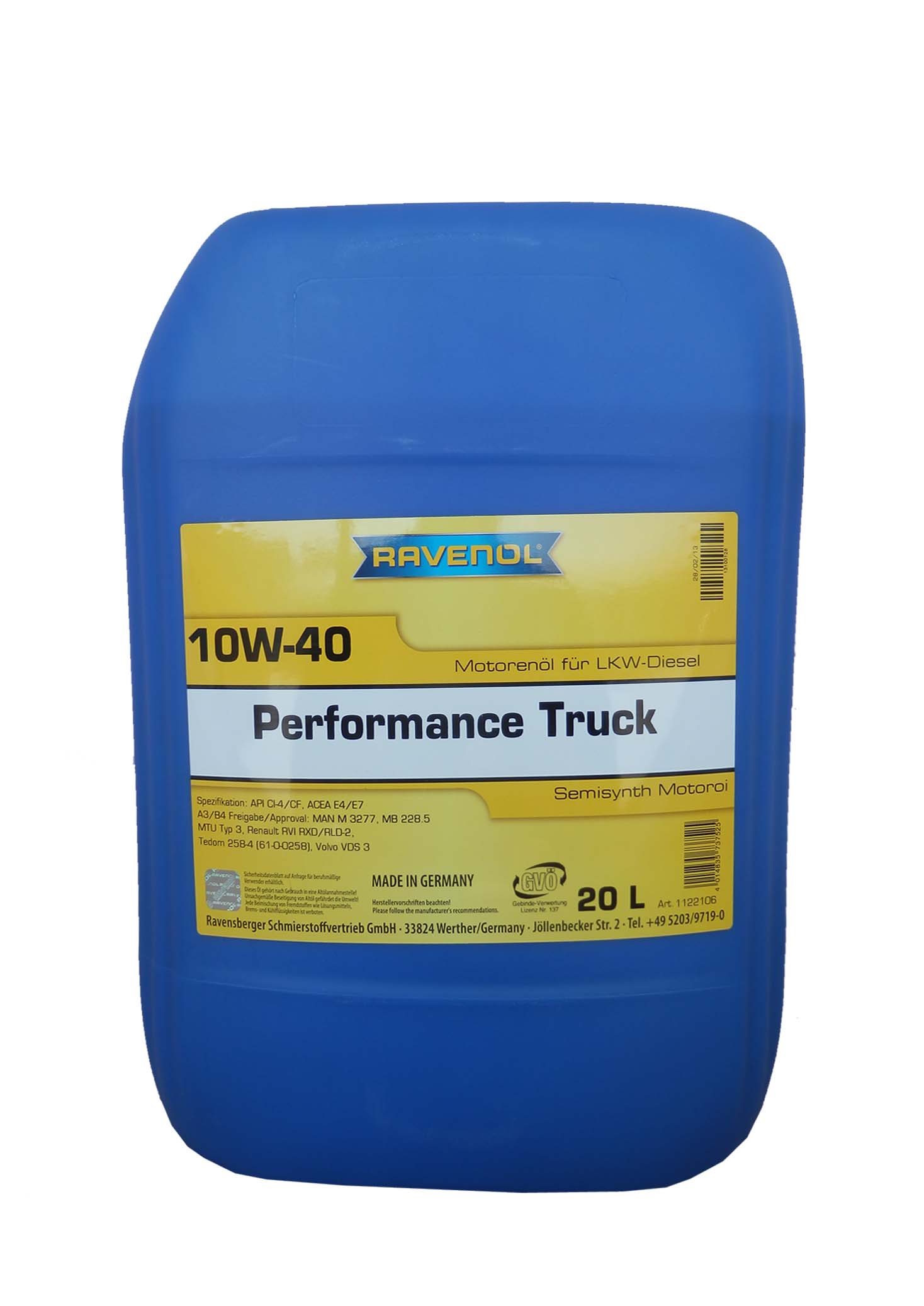 Купить RAVENOL 4014835737525 Моторное масло Ravenol Performance Truck 10W-40 20л
